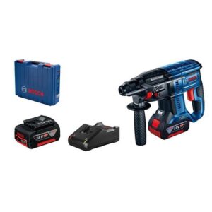 Ciocan rotopercutor Bosch Professional GBH 180-LI cu 2 acumulatori, Li-Ion, 18 V, 4 Ah, 2 J, motor fara perii, led iluminare, turatie reglabila, valiza plastic